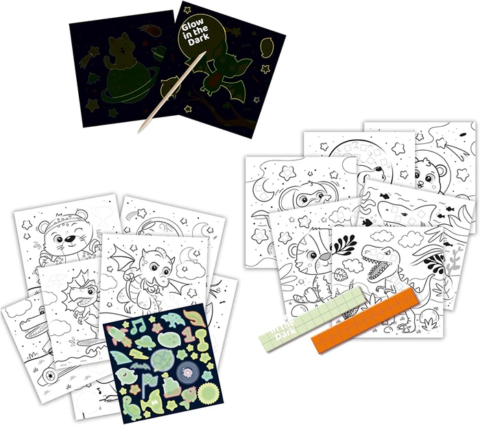 SES Creative Drie-in-één Activiteitenboek - Glow In The Dark 2 SES Creative Drie-in-één Activiteitenboek - Glow In The Dark - Afbeelding 2