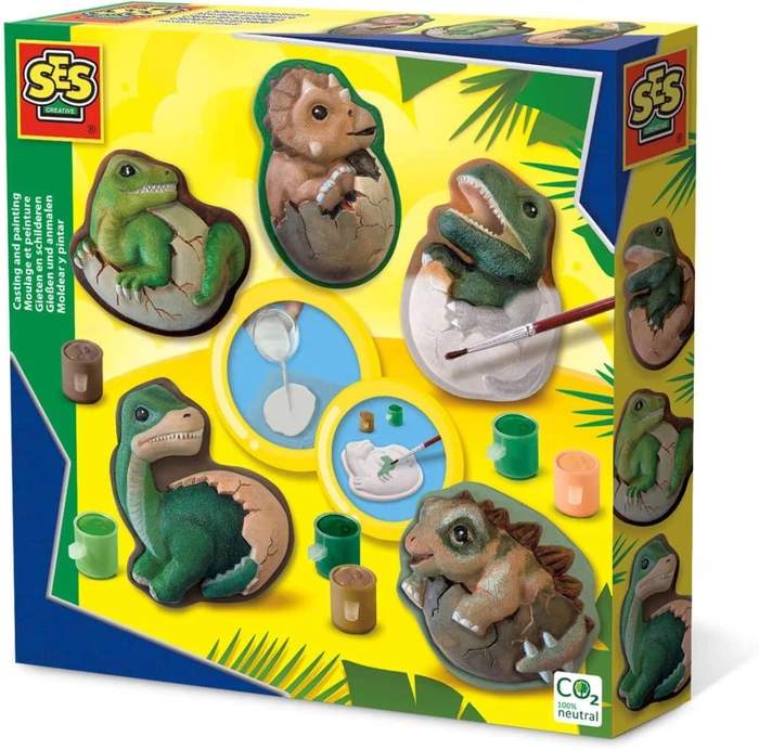 SES Creative Knutselpakket - Dino Eieren Gieten Verven, Gips 1 SES Creative Knutselpakket - Dino Eieren Gieten Verven, Gips