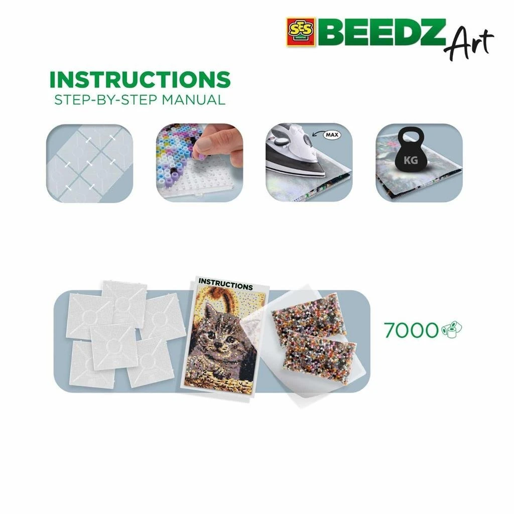 SES Creative Beedz Art Strijkkralen Kitten 45.5x30 Cm 7000 Stuks 2 SES Creative Beedz Art Strijkkralen Kitten 45.5x30 Cm 7000 Stuks - Afbeelding 2