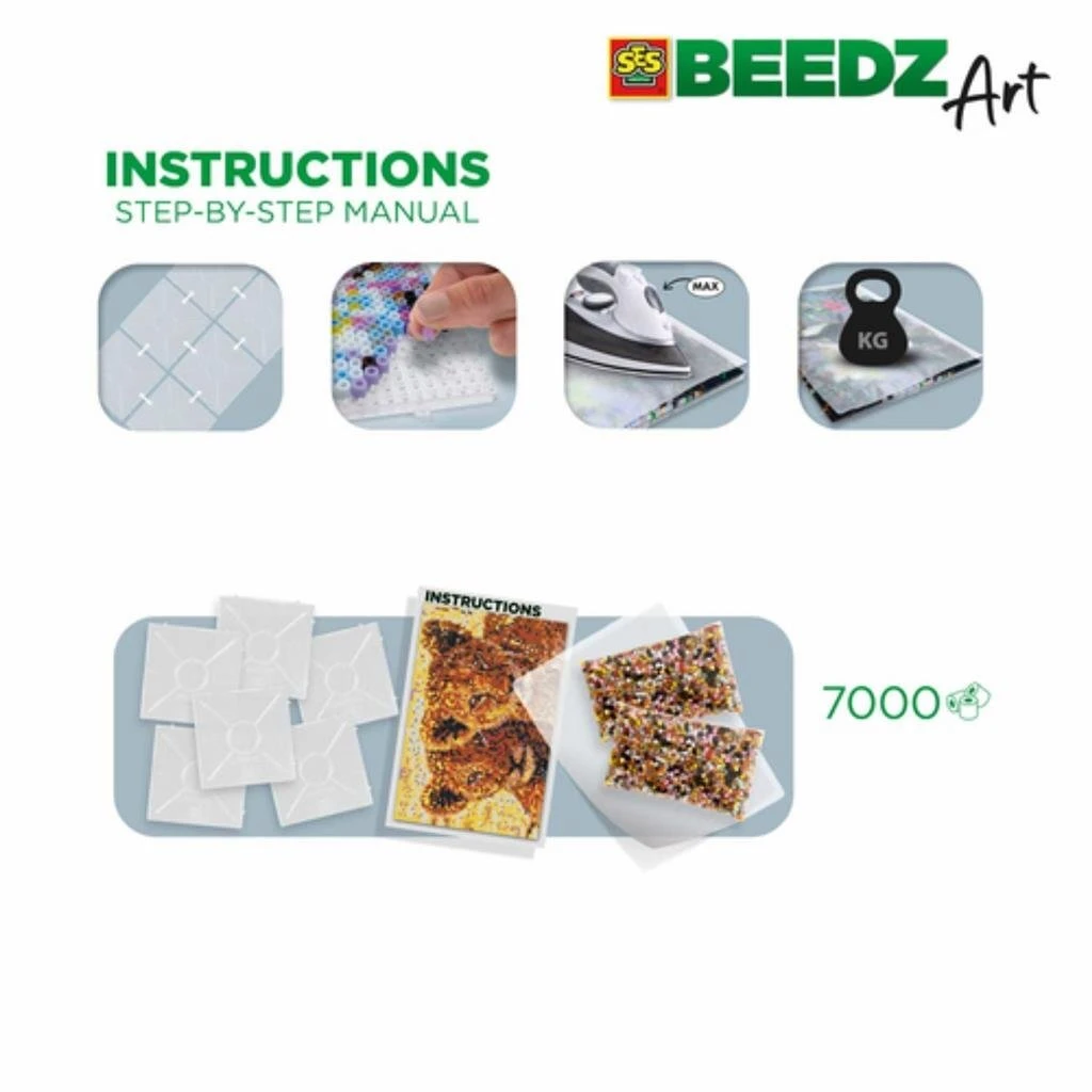 SES Creative Beedz Art Strijkkralen Leeuwenwelpen 30x45.5 Cm 7000 Stuks 2 SES Creative Beedz Art Strijkkralen Leeuwenwelpen 30x45.5 Cm 7000 Stuks - Afbeelding 2