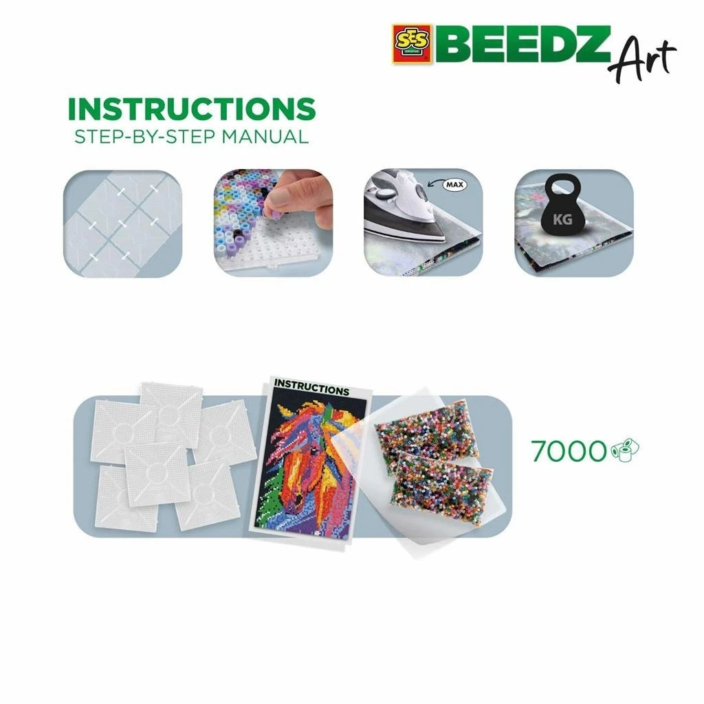SES Creative Beedz Art Strijkkralen Paard Fantasie 45.5x30 Cm 7000 Stuks 2 SES Creative Beedz Art Strijkkralen Paard Fantasie 45.5x30 Cm 7000 Stuks - Afbeelding 2