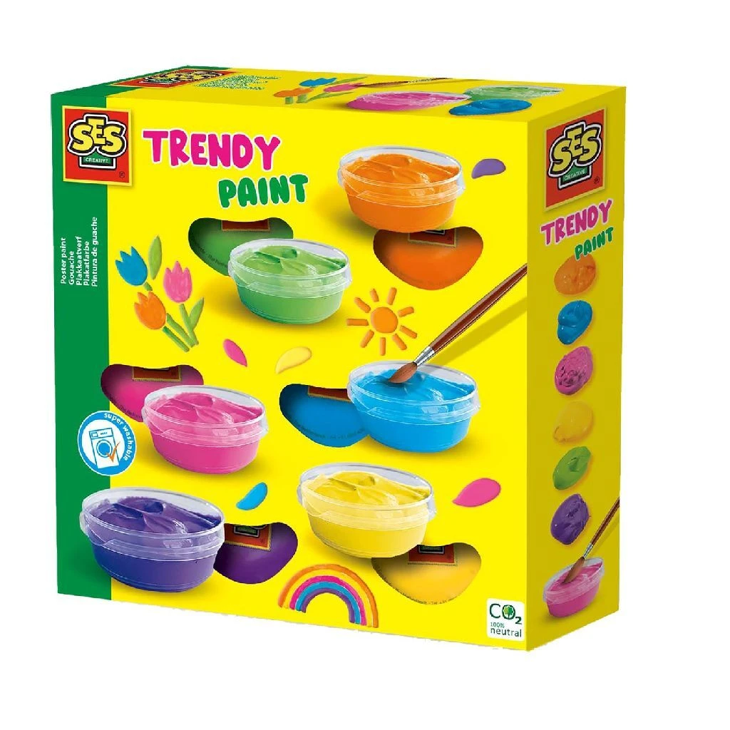 SES Creative Plakkaatverf Trendy 6 Kleuren 1 SES Creative Plakkaatverf Trendy 6 Kleuren