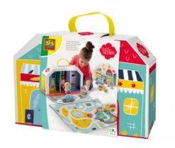SES Creative Speelmat En Koffer Winkelstraat Junior Wit/blauw 6-delig